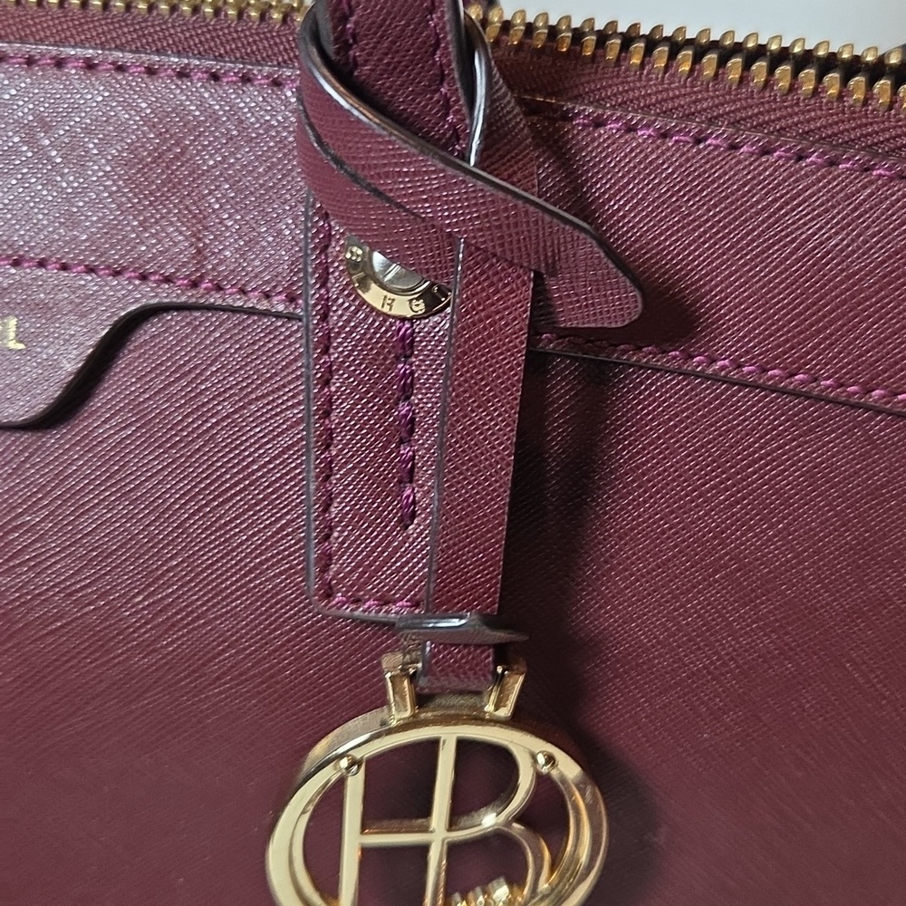 HENRI BENDEL RSG Plum Satchel with Gold Accents - Picture 2 of 8